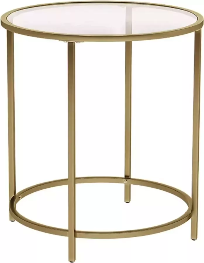 MAZAZU MIRA Home Bijzettafel rond Nachtkastjes Klassiek Glas Metaal Goud 55x50x55