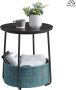 MAZAZU MIRA Home Bijzettafel Salontafel Koffietafel Rond Stoffen Mand 45x45x50 - Thumbnail 1