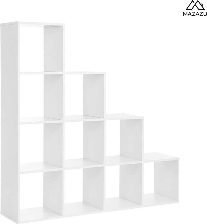 MAZAZU MIRA Home Boekenkast Boekenrek Kast Vakkenkast Wit 129 5x129 5x29
