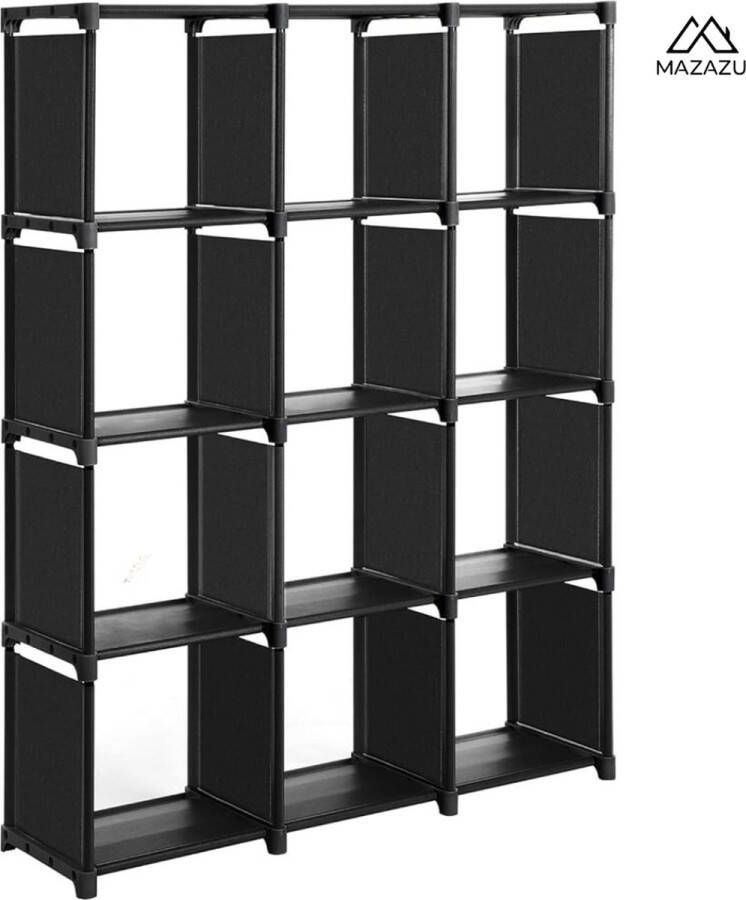 MAZAZU MIRA Home Boekenkast Stellingkast Vakkenkast Boekenrek Zwart 105x30x140