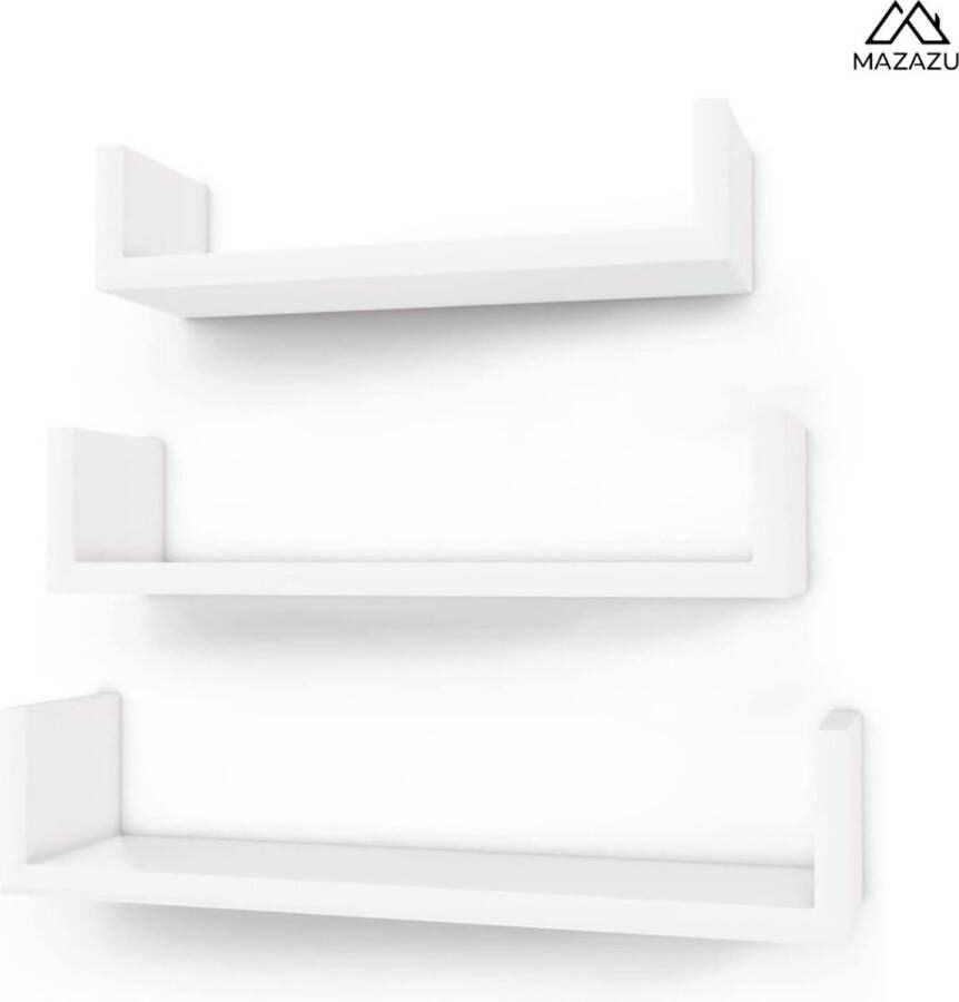 MAZAZU MIRA Home Wandplank Wand decoratie Fotoplank Wandplanken Muurplanken Legplank Hout Wit 60x15x13.6