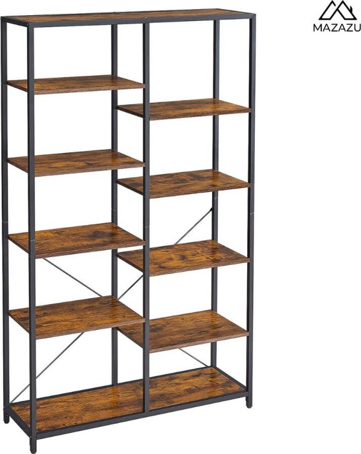 MAZAZU MIRA Home Boekenrek Boekenkast Industrieel Kasten Boekenkast Vintage 100x30x170cm - Foto 2