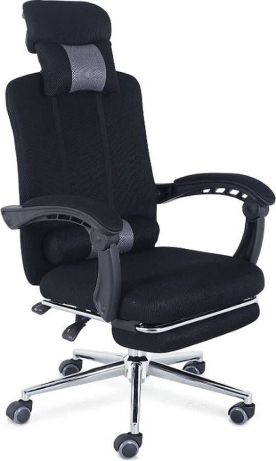 MAZAZU MIRA Home Bureaustoel met gewatteerde hoofdsteun Leer Zwart 60x66x111