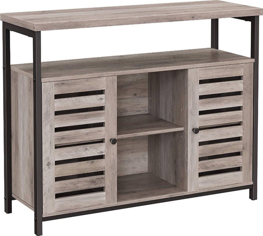 MAZAZU MIRA Home Dressoir Zijkast Industrieel Grijs Zwart 100 x 35 x 81 5 cm