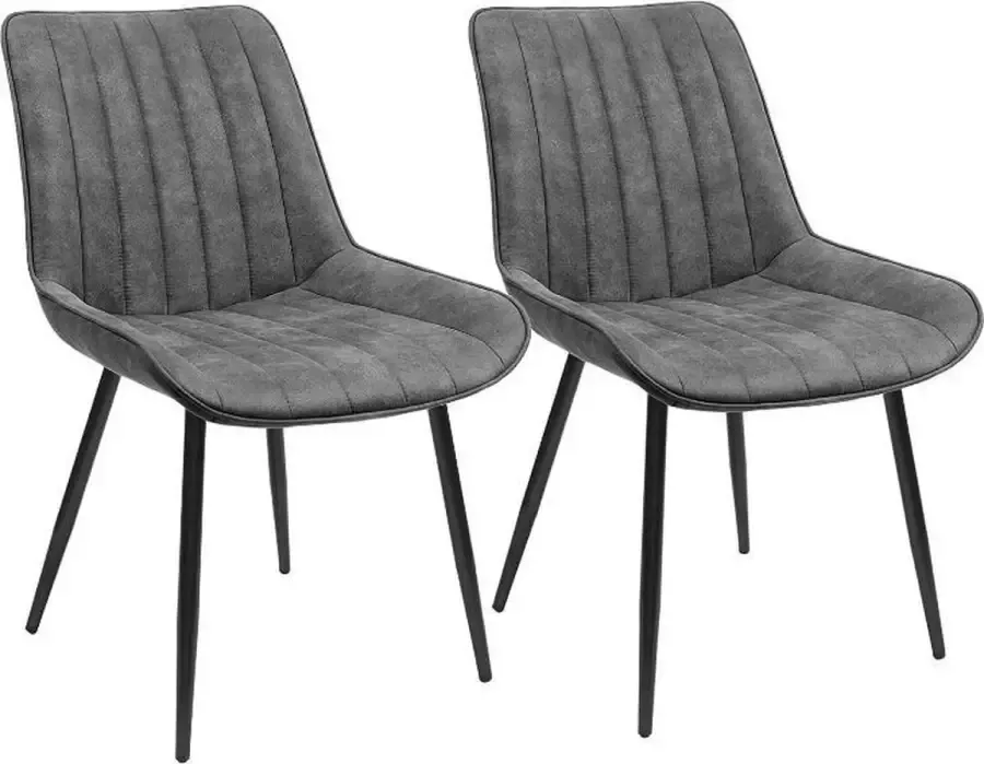 MAZAZU MIRA Home Eetkamerstoelen Eetkamerstoel set van 2 Woonkamer Kunstleer Grijs 51.5x61.5x80.5