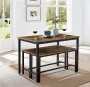 MAZAZU MIRA Home Eettafel met 3 banken Woonkamer Industrieel Bruin zwart 100 x 70 x 75 - Thumbnail 1