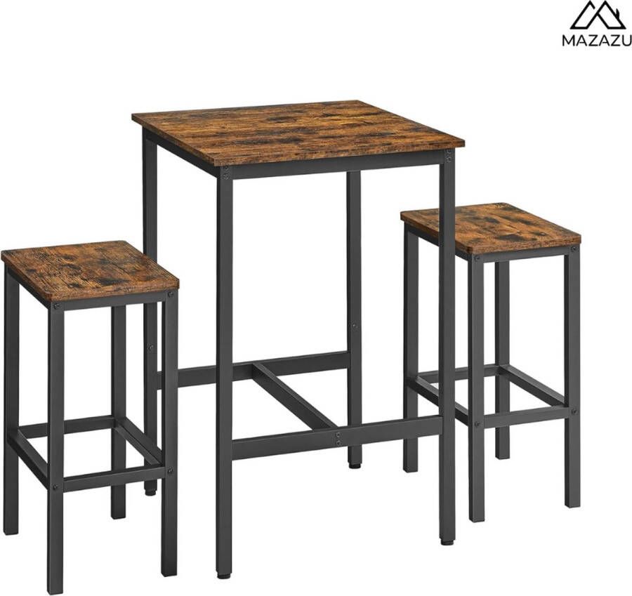 MAZAZU MIRA Home Eettafel Stoelen Set Eetkamer Woonkamer Vintage 60x60x90