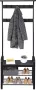 MAZAZU MIRA Home Garderoberek Kapstok met zitbank en schoenenrek Multifuctioneel Industrieel Donkergrijs Zwart- 72x33 7x183 - Thumbnail 1