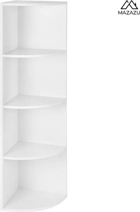 MAZAZU MIRA Home Hoekkast Boekenkast Wit Hout 129.5x30x30