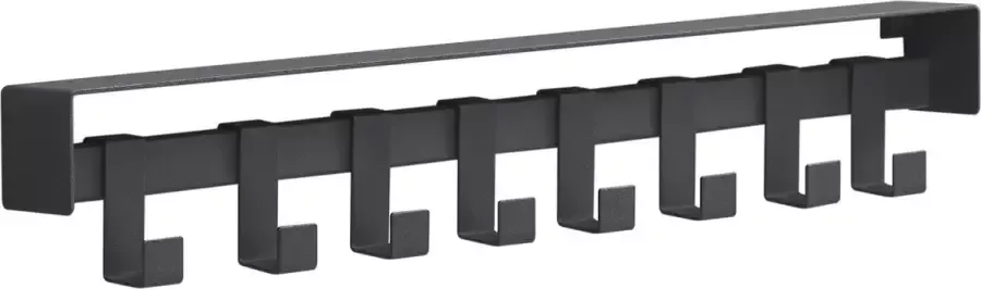 MAZAZU MIRA Home Kapstok met rails Industrieel zwart 8 verstelbare haken Variabel ophangen van jassen en hangers 50 cm breed Veelzijdige en speelse eyecatcher