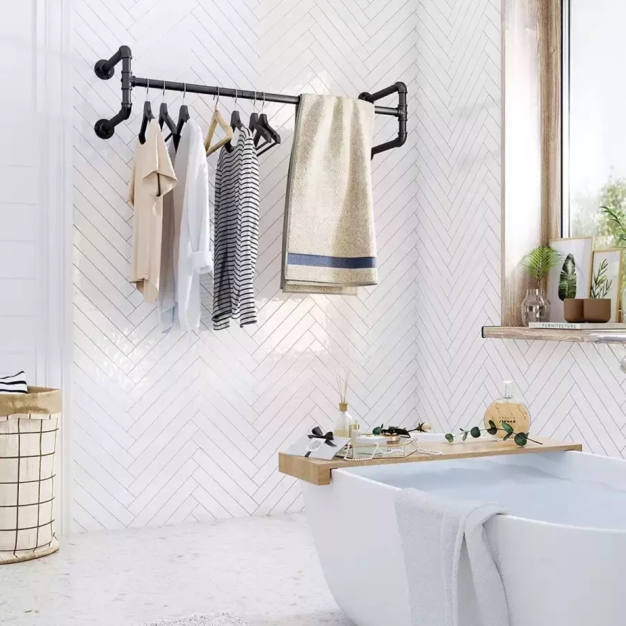 MAZAZU MIRA Home kedingrek- kapstok Zwart IJzer 110x30x29.3