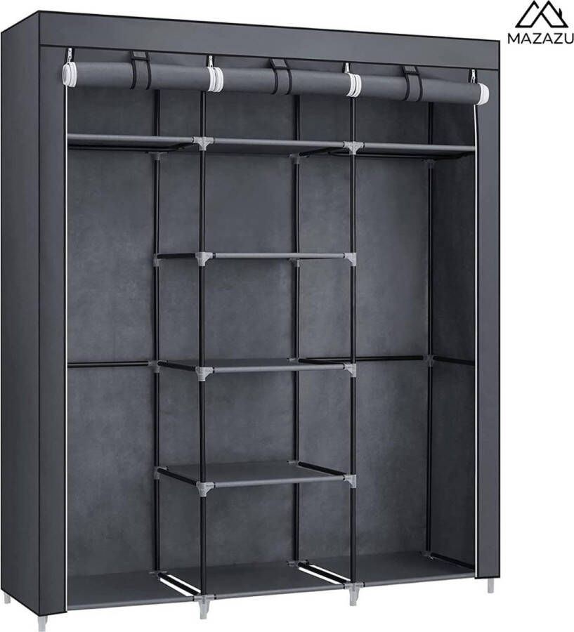 MAZAZU Mira Home Kledingkast Opbergkast Grijs Niet-geweven stof 150.11 x 44.96 x 175.01 cm
