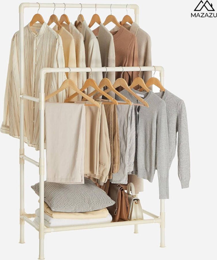 MAZAZU MIRA Home Kledingrek Garderoberek Kapstok Wit PVC 83x45x157 cm - Foto 2