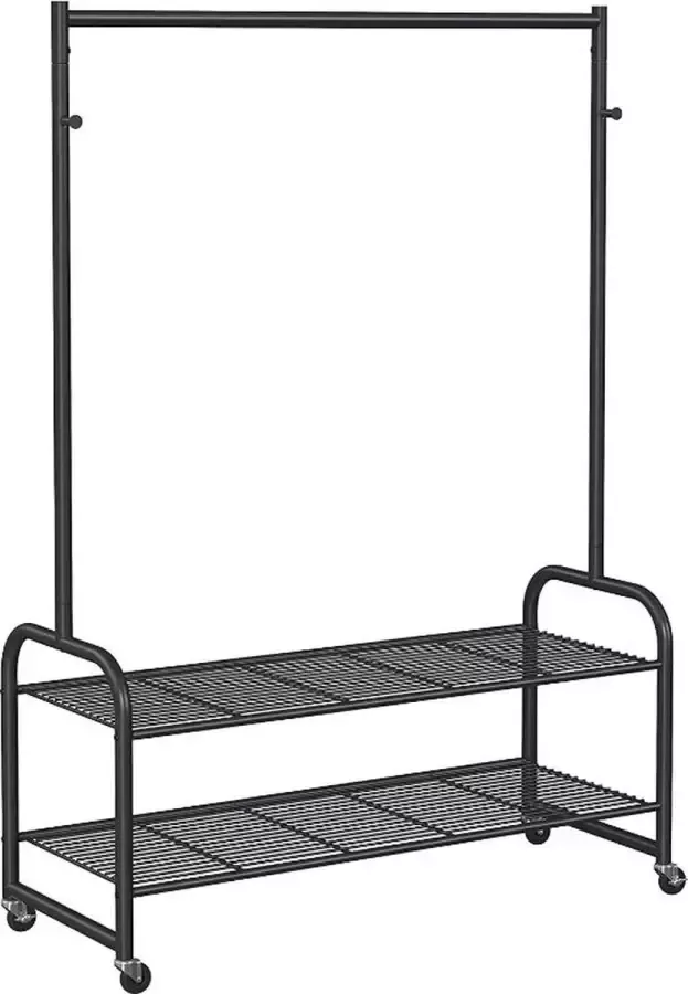 MAZAZU MIRA Home Kledingrek Kledingrekstang Kapstok Opbergrek Garderoberek Met Haken Zwart- 100x49x163cm - Foto 2