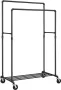 MAZAZU MIRA Home Kledingrek op wieltjes Metaal Draagcapaciteit 110 kg Zwart 59x100x162 - Thumbnail 1