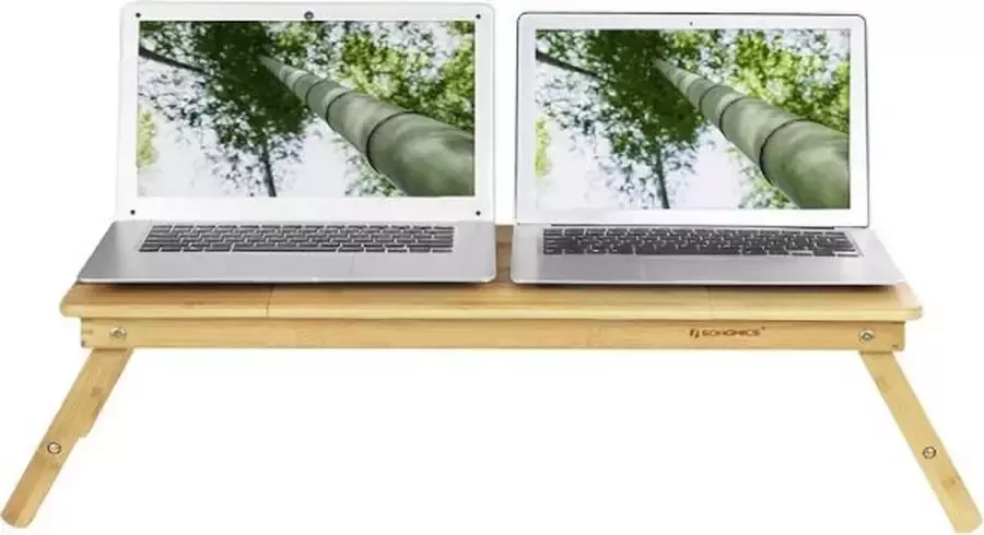 MAZAZU MIRA Home Laptoptafel Bedtafel Basic Bamboe Lichtbruin 72 x (21 – 29) x 35 cm