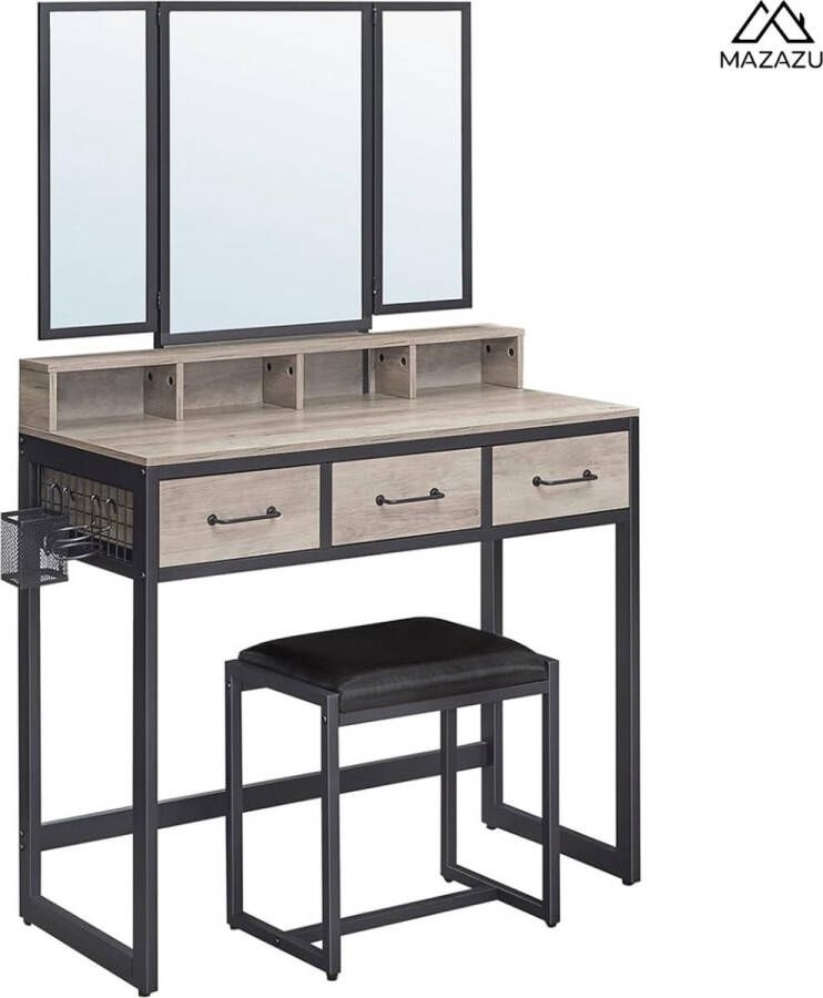 MAZAZU MIRA Home Make Up Tafel Kaptafel Spiegel Tafel Make Up Spiegel 90x40x141 - Foto 2