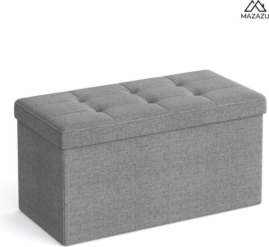 MIRA home Opbergbank Zitbank Met opbergruimte Linnen Grijs 76x38x38 cm