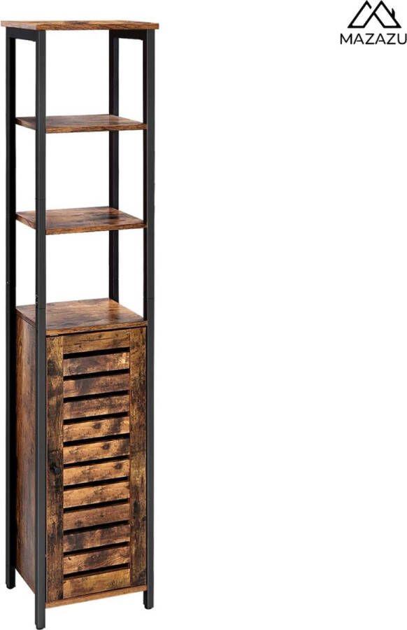 MAZAZU MIRA Home Opbergkast Industriële Uitstraling Hout Ruimtebesparend 37x30x167 cm