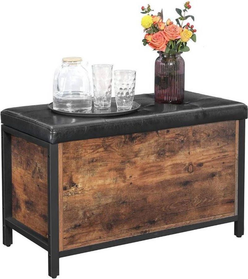 MAZAZU MIRA Home Opbergkist & Opbergbank Industrieel Design Kunstleer Praktisch & Duurzaam 80x40x50 cm