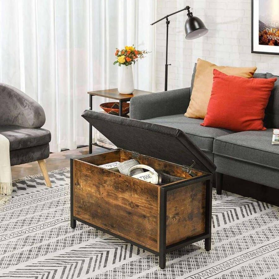 MAZAZU MIRA Home Opbergkist & Opbergbank Industrieel Design Kunstleer Praktisch & Duurzaam 80x40x50 cm - Foto 2