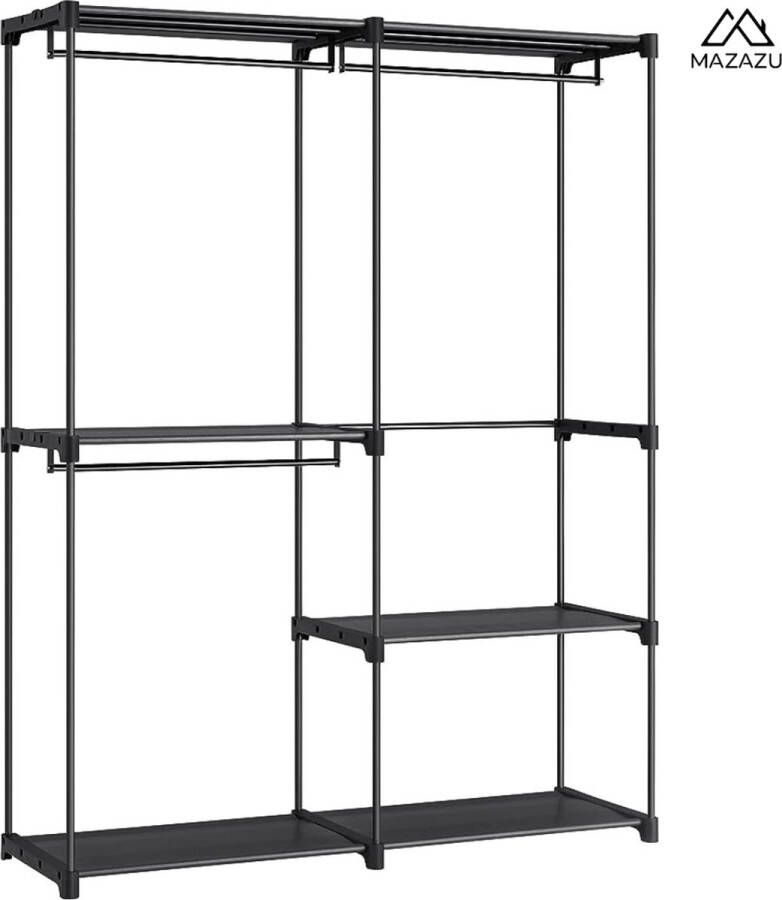 MAZAZU MIRA Home Open Kledingkast Slaapkamerkast Kleding Kast Zwart 43x138x182