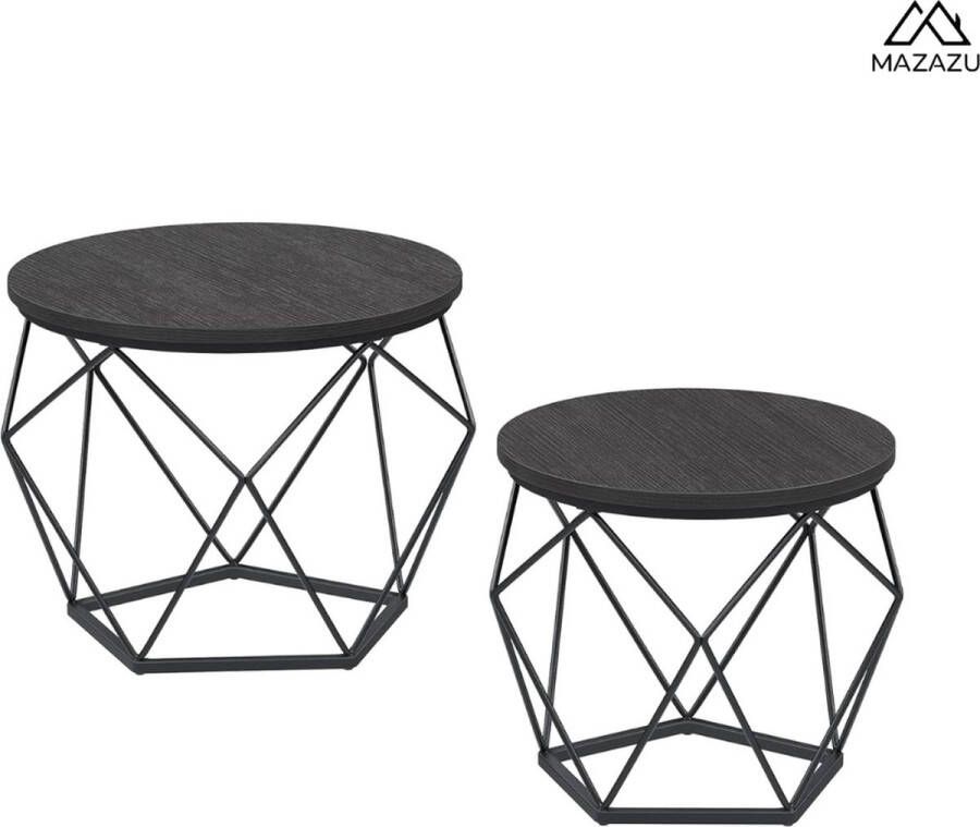 MAZAZU MIRA Home Salontafel Bijzettafel Set van 2 Tafel Woonkamer Slaapkamer 50x50x40