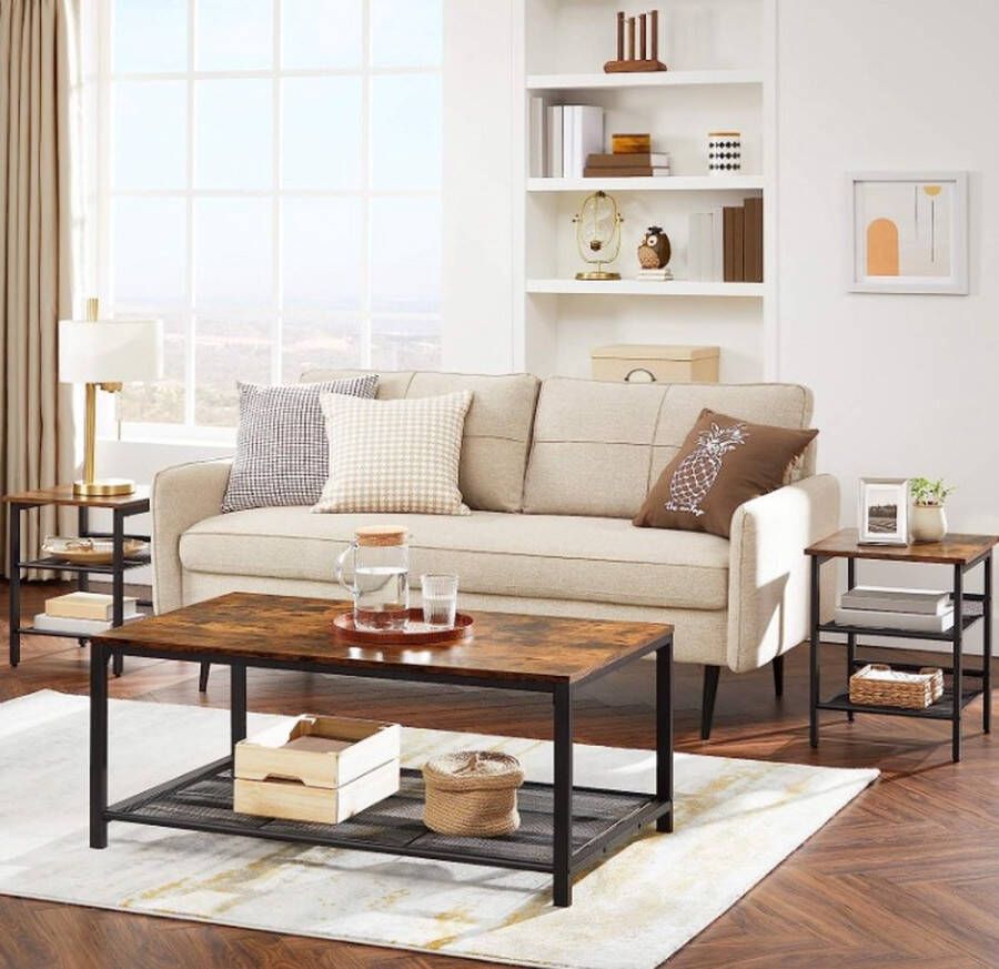 MAZAZU MIRA Home Salontafel Duurzaam Hout Bruin Hoogwaardige Kwaliteit 106x60x45 cm