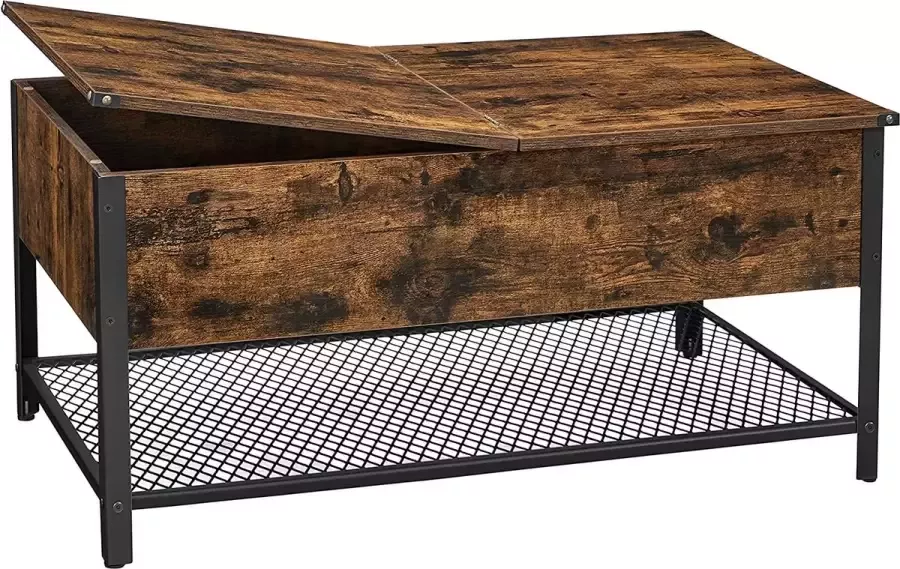 MAZAZU MIRA Home salontafel tafel bruin metaal spaanplaat ‎100x55x47cm