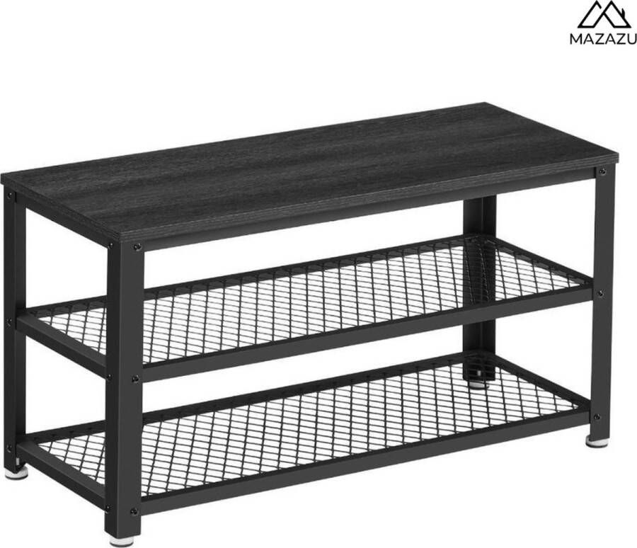 MIRA Home Schoenenbank en Wandplank Schoenenkast Schoenenrek Wandrek Industrieel 88x30x45 - Foto 2