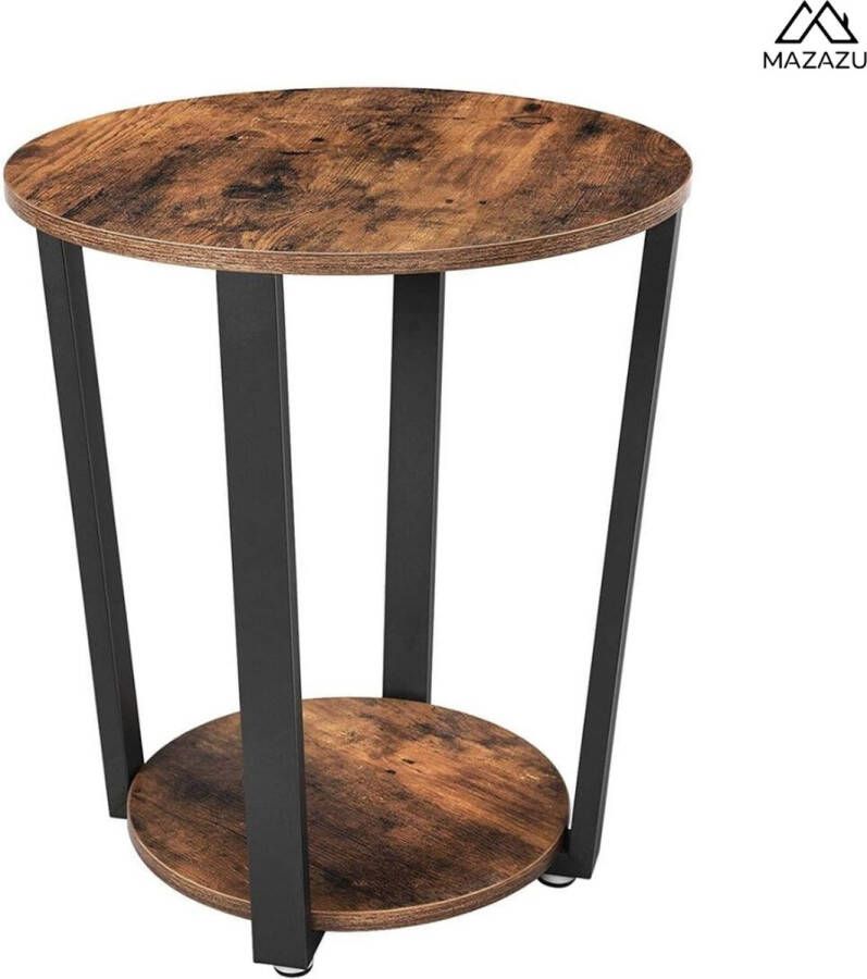 MAZAZU MIRA Home Tafel Bijzettafel Tafeltje Salontafel industrieel Woonkamer Bruin zwart 57x50x50