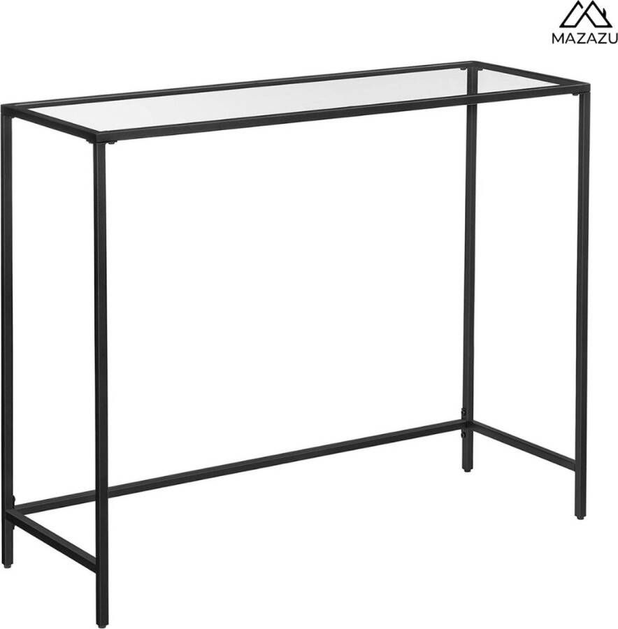MAZAZU MIRA Home Tafel Consoletafel Zwart Glas Metaal 100x35x80cm