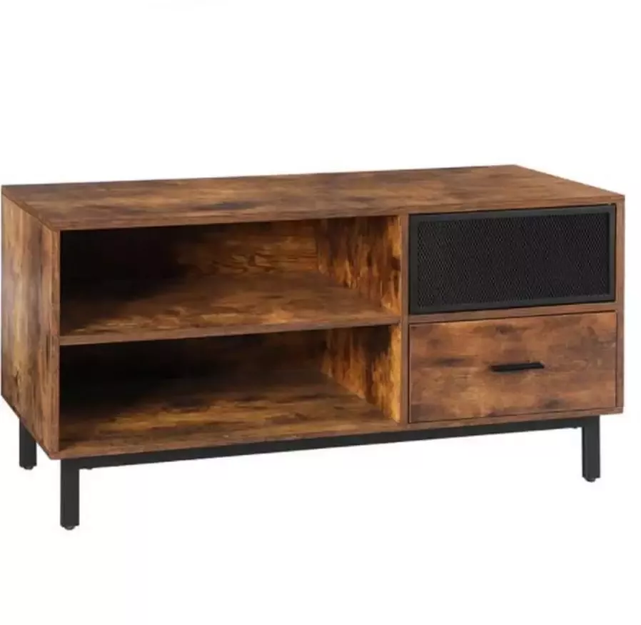 MAZAZU MIRA Home Tv meubel Industrieel Hout Metaal Bruin Zwart 110x40x55