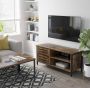 MAZAZU MIRA HOME Tv-meubel Industriële Uitstraling Houten Blad Zwart Bruin 110x40x50 cm - Thumbnail 1