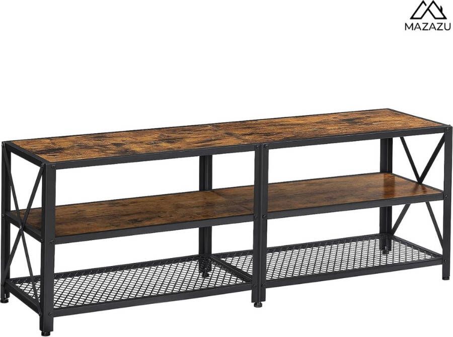 MAZAZU MIRA Home Tv Meubel Tv Kast Dressoir Bijzettafels Bruin Zwart 140x39.2x50