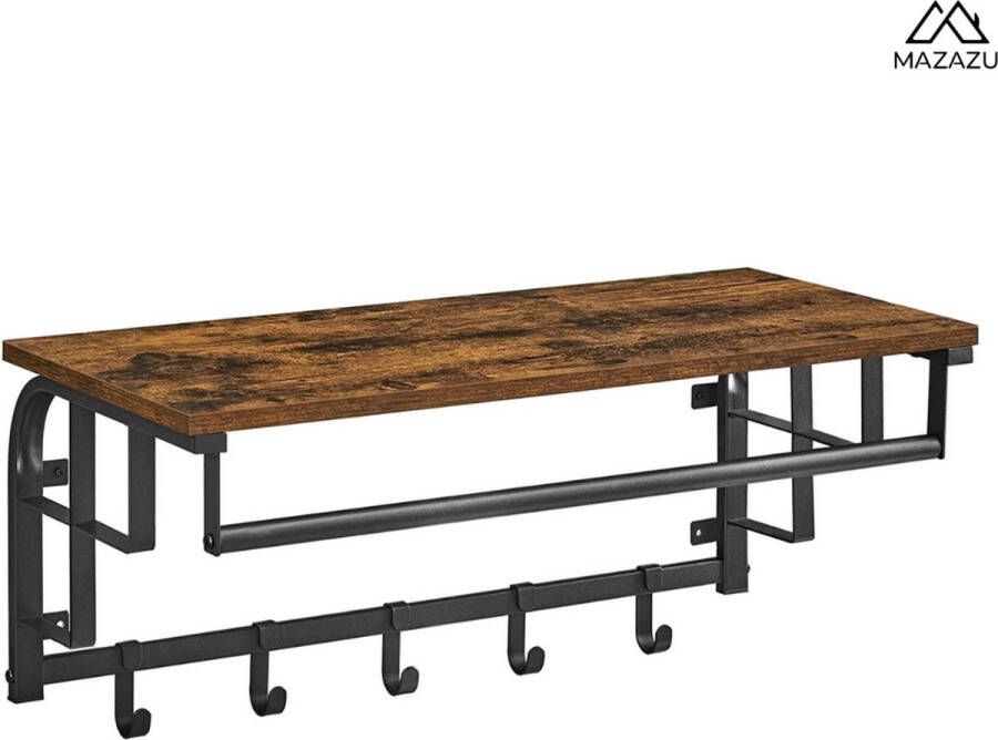 MAZAZU Mira Home Wandkapstok Wandkast met Legbord Vintage IJzer 66x30x27