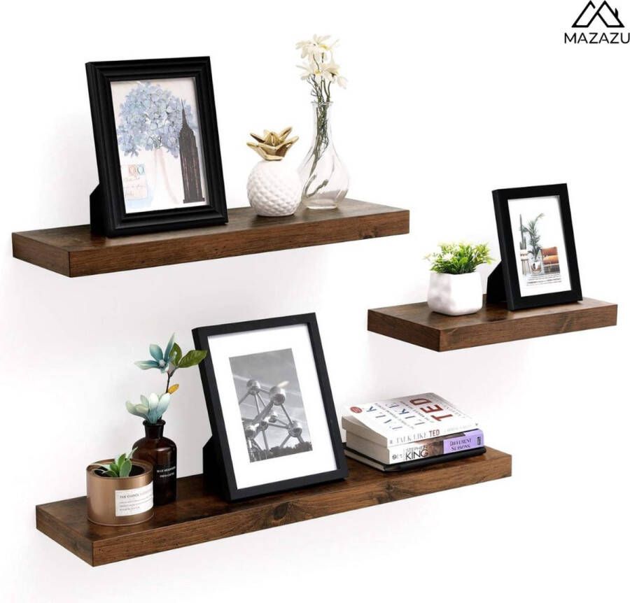 MAZAZU MIRA Home Wandplank Boekenplank Muurdecoratie Muurplank Vintage 80x20 cm - Foto 2