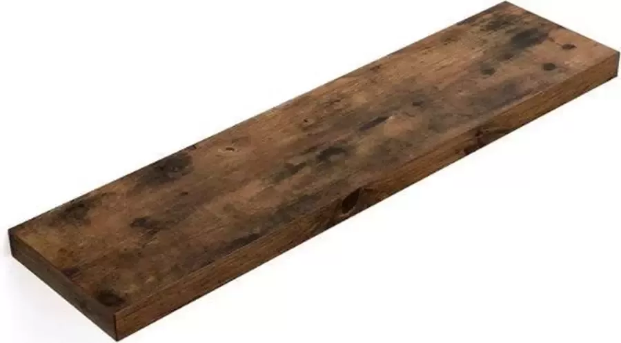 MAZAZU MIRA Home Wandplank hout Wandplank zwevend Decoratie Rustiek Bruin 80x20