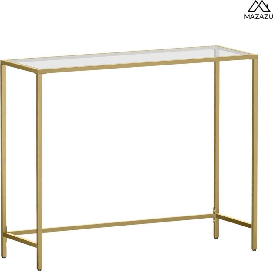 MAZAZU MIRA Home Dressoir Sidetable Console tafel Bijzettafel Wandtafel Woonkamertafel Goud Met glas 100x38x80cm