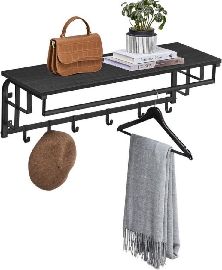 MAZAZU MIRA Home XL Wandkapstok met 5 haken Industriële Uitstraling Metaal en Hout 30x88x27 cm