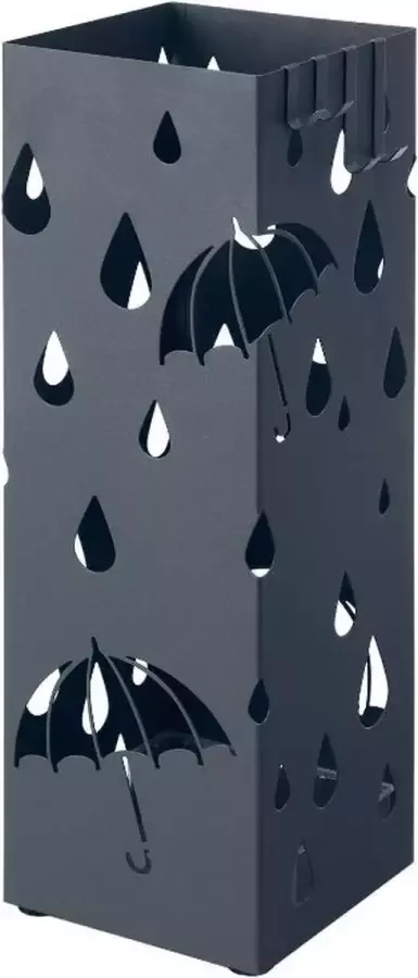 MAZAZU Parapluhouder met wateropvangbak Paraplubak Metaal Zwart 16 x 16 x 49