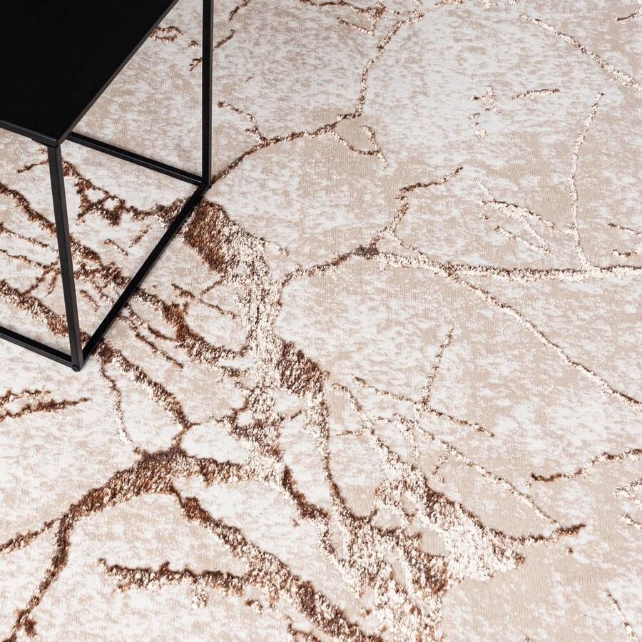 Mazovia Tapijt Beige Glamour Modern Abstract Modern Marmor Woonkamer Rechthoek Voeten Vloerverwarming OEKO-TEX Certificaat Crème 120 x 170 cm