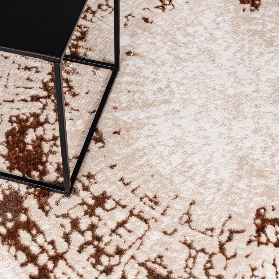 Mazovia Tapijt Beige Glamour Modern Abstract Woonkamer Rechthoek Voeten Vloerverwarming OEKO-TEX Certificaat Crème 200 x 300 cm