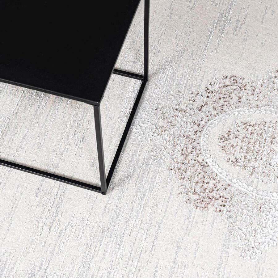 Mazovia Tapijt Beige Klassiek Traditioneel Symmetrisch patroon Vintage Woonkamer Rechthoek Voeten Vloerverwarming OEKO-TEX Certificaat Crème 160 x 230 cm