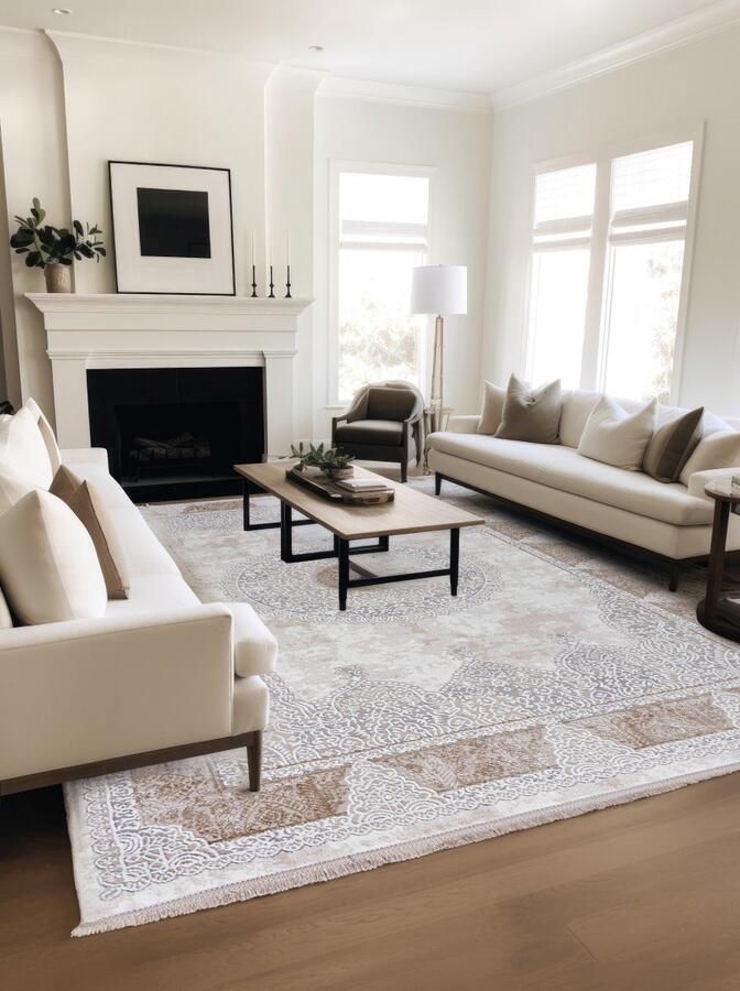 Mazovia Tapijt Beige Klassiek Traditioneel Symmetrisch patroon Woonkamer Rechthoek Voeten Vloerverwarming OEKO-TEX Certificaat Crème 250 x 350 cm