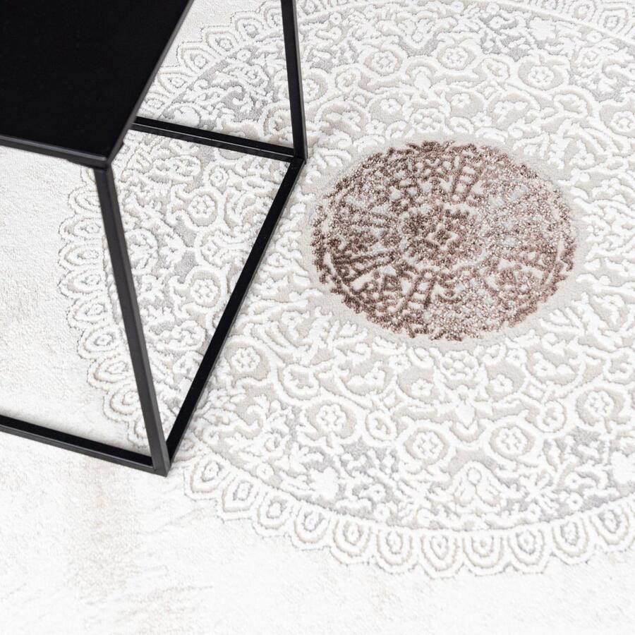 Mazovia Tapijt Beige Klassiek Traditioneel Symmetrisch patroon Woonkamer Rechthoek Voeten Vloerverwarming OEKO-TEX Certificaat Crème 200 x 300 cm