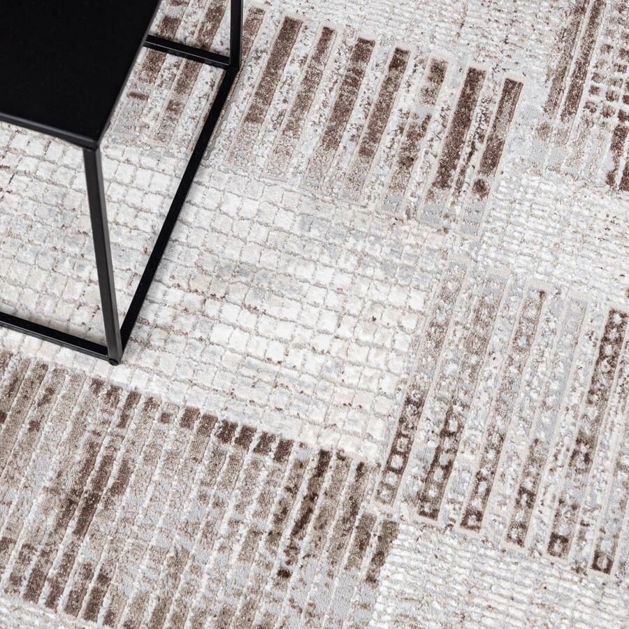 Mazovia Tapijt Beige Modern Abstract Figuren en Vormen Woonkamer Rechthoek Voeten Vloerverwarming OEKO-TEX Certificaat Crème 200 x 300 cm