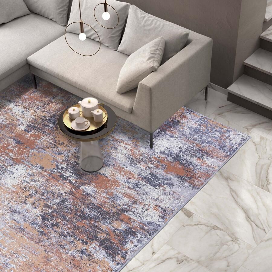 Mazovia Tapijt Beige Modern Abstract Vintage Woonkamer Rechthoek Voeten Vloerverwarming Machinewasbaar OEKO-TEX Certificaat Kleurrijk Crème 120 x 170 cm