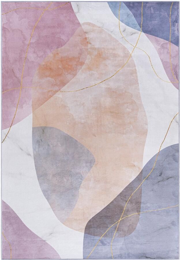 Mazovia Tapijt Beige Modern Abstract Woonkamer Rechthoek Voeten Vloerverwarming OEKO-TEX Certificaat Crème Roze 200 x 300 cm