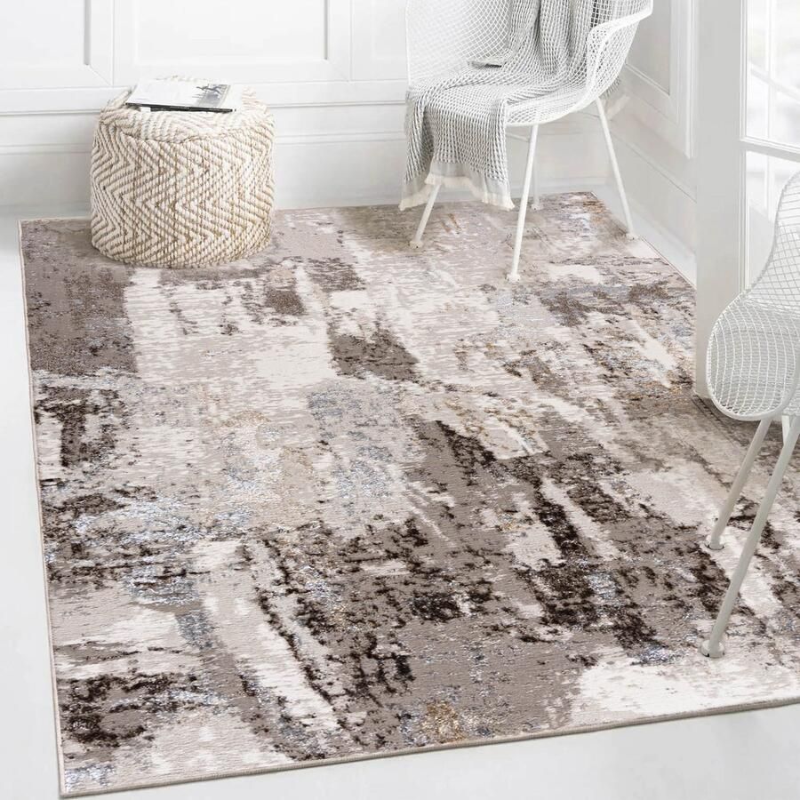 Mazovia Tapijt Beige Modern Abstract Woonkamer Rechthoek Voeten Vloerverwarming OEKO-TEX Certificaat Modern Crème 200 x 300 cm